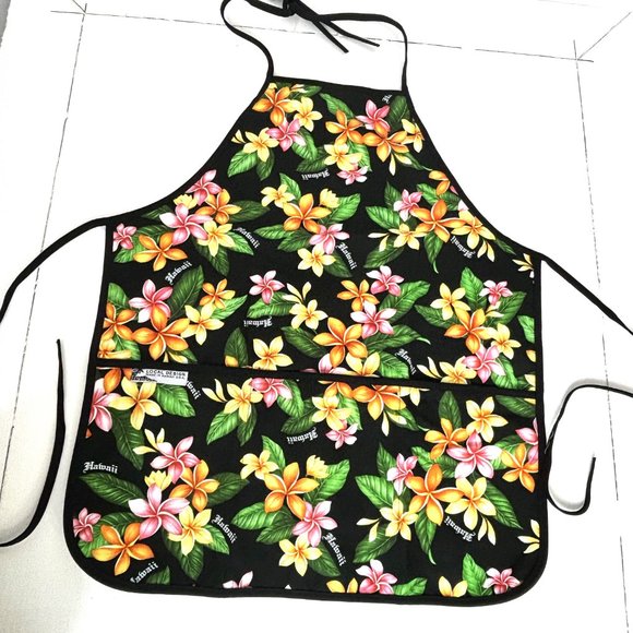 Hawaiian Colorful Flower Floral Bib Kitchen Apron - Picture 9 of 10